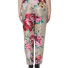 Dolce & Gabbana Beige Floral Jacquard High Waist Tapered Pants