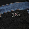 Dolce & Gabbana Black Floral Lace Front Skinny Denim Jeans