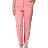 Dolce & Gabbana Rose Pink Polyester High Waist Tapered Pants