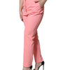 Dolce & Gabbana Rose Pink Polyester High Waist Tapered Pants