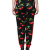 Dolce & Gabbana Black Red Cherry Mid Waist Jogger Pants