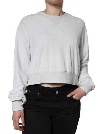 Dolce & Gabbana White Nylon Stretch Crew Neck Pullover Sweater