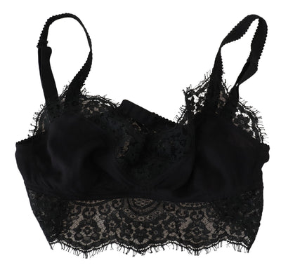 Dolce & Gabbana Black Floral Lace Stretch Bralette Underwear