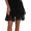 Dolce & Gabbana Elegant Black Silk Lace Chemise Dress