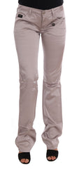 Chic Beige Slim Fit Designer Jeans