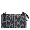 Dolce & Gabbana Black Gray Leopard Leather Bifold Card Slot Crossbody Bag