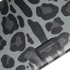 Dolce & Gabbana Black Gray Leopard Leather Bifold Card Slot Crossbody Bag