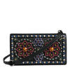 Dolce & Gabbana Black Leather Crystal Shoulder Crossbody Clutch Bag