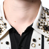 Dolce & Gabbana White Black Silk Studded Stone Crystal Shirt