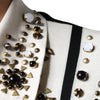 Dolce & Gabbana White Black Silk Studded Stone Crystal Shirt