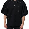 Dolce & Gabbana Black Polyester Necklace Embellished T-shirt