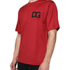 Dolce & Gabbana Red Cotton DG Logo Print Crew Neck T-shirt