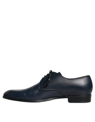 Navy Blue Leather Derby Dress Formal Shoes