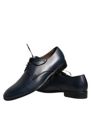 Navy Blue Leather Derby Dress Formal Shoes