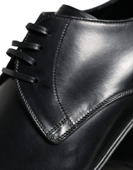 Black Leather Derby Formal Dress Shoes