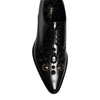 Dolce & Gabbana Black Leather Crystal Lace Up Formal Shoes