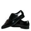 Dolce & Gabbana Black Leather Crystal Lace Up Formal Shoes