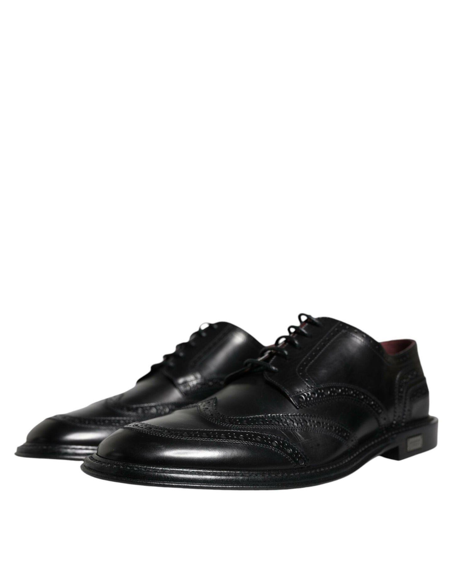 Dolce & Gabbana Black Leather Oxford Wingtip Formal Shoes