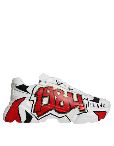 Dolce & Gabbana White Daymaster Hand Painted Sneakers Shoes