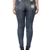 Dolce & Gabbana Blue Cotton Stretch Tattered Skinny Jeans