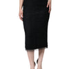 Dolce & Gabbana Black Virgin Wool Pencil Cut Midi Skirt