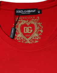 Dolce & Gabbana Red Cotton Crew Neck Short Sleeve Tee T-shirt