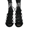 Dolce & Gabbana Black Tulle Stretch Heels Sandals Shoes