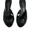 Dolce & Gabbana Black Leather Heels Slides Sandals Shoes