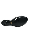 Dolce & Gabbana Black Leather Heels Slides Sandals Shoes