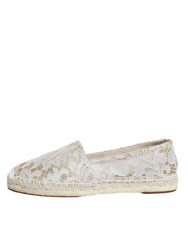 Dolce & Gabbana White Lace Viscose Espadrilles Flats Shoes