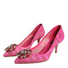 Dolce & Gabbana Pink Taormina Lace Crystal Heels Pumps Shoes