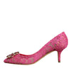 Dolce & Gabbana Pink Taormina Lace Crystal Heels Pumps Shoes