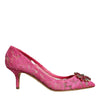 Dolce & Gabbana Pink Taormina Lace Crystal Heels Pumps Shoes