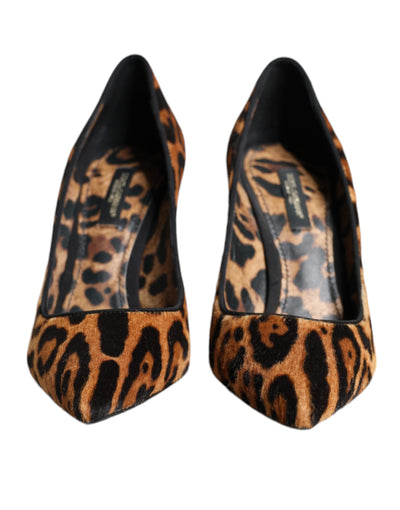 Dolce & Gabbana Brown Leopard Calf Hair Heels Pumps Shoes