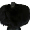 Dolce & Gabbana Elegant Black Silver Fox Fur Wrap Scarf