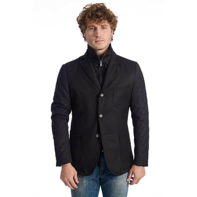 Roberto Pepe Luxury Black Viscose Men's Jacket