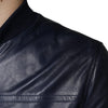 Dolce & Gabbana Blue Lambskin Leather Full Zip Biker Jacket