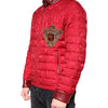 Dolce & Gabbana Red Quilted Bomber Gold Crown Logo Jacket