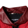 Dolce & Gabbana Red Quilted Bomber Gold Crown Logo Jacket