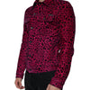 Dolce & Gabbana Fuchsia Leopard Button Down Collared Jacket