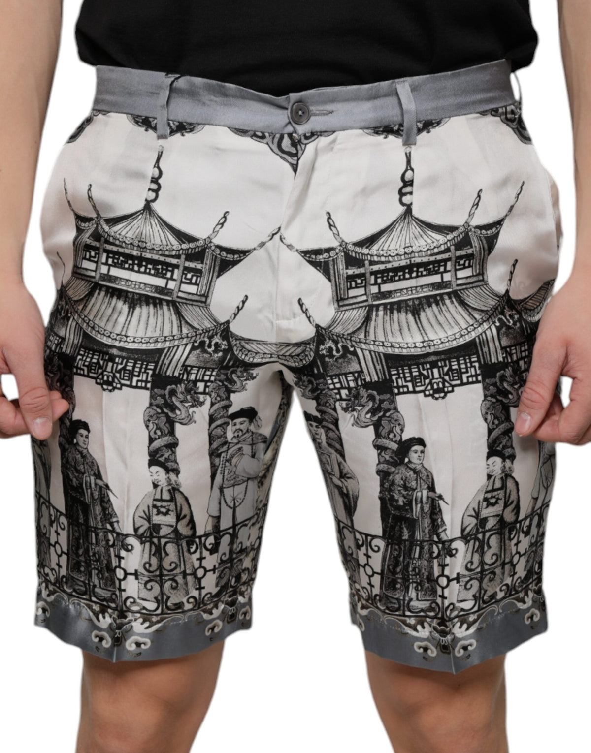 Multicolor Printed Silk Men Bermuda Shorts