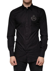 Black King Crown Embroidered GOLD Dress Shirt