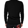 Dolce & Gabbana Black Embellished V-neck Pullover Sweater