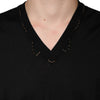 Dolce & Gabbana Black Embellished V-neck Pullover Sweater