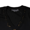 Dolce & Gabbana Black Embellished V-neck Pullover Sweater