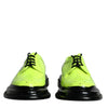 Dolce & Gabbana Neon Green Leather Lace Up Derby Dress Shoes