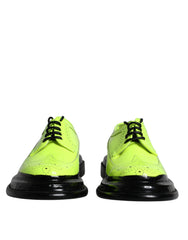 Neon Green Leather Lace Up Derby Dress Shoes