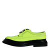 Dolce & Gabbana Neon Green Leather Lace Up Derby Dress Shoes