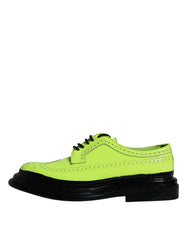 Neon Green Leather Lace Up Derby Dress Shoes