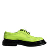 Dolce & Gabbana Neon Green Leather Lace Up Derby Dress Shoes